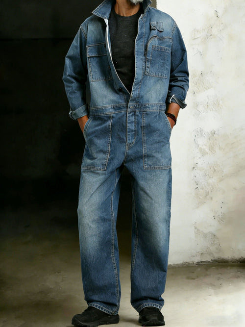 Men's Cotton One Piece Denim Jumpsuit