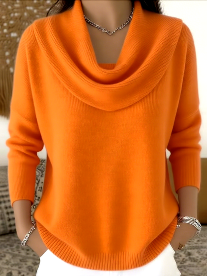 Soft and Elegant Solid Color Ruffled Collar Sweater Top