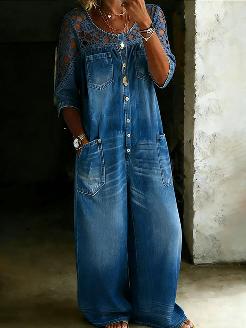 Cotton One Piece Denim Jumpsuit