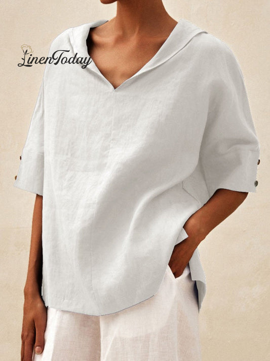 Casual Linen V-Neck Shirt