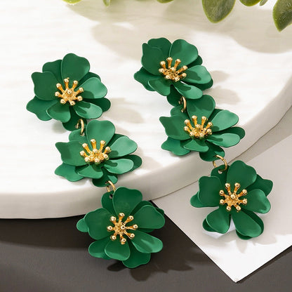 Holiday Style Floral Long Earrings