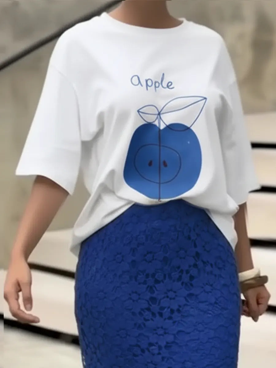 Fashionable Apple Print T-Shirt
