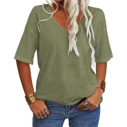 Solid Color V-Neck T-Shirt