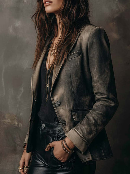 Vintage Fade Pure Cotton Denim Blazer