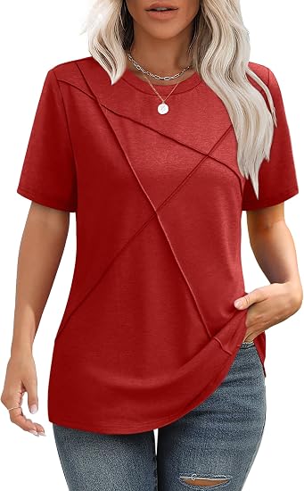 2026 Pleated Round Neck Short Sleeve
