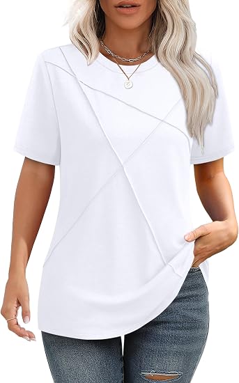 2026 Pleated Round Neck Short Sleeve
