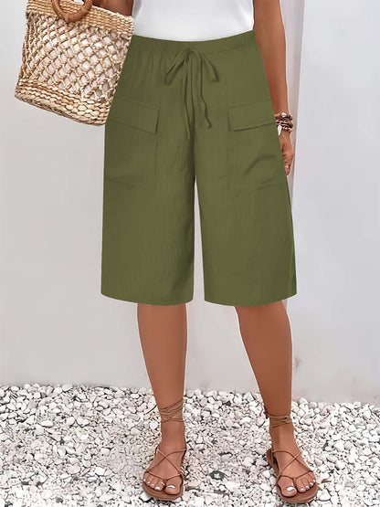 Solid Color Casual Loose Stylish Pockets Shorts