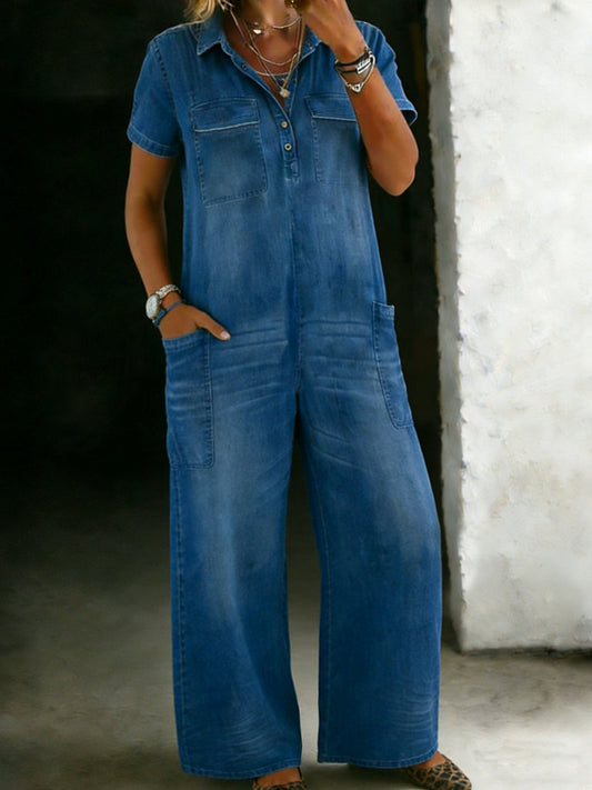 Cotton One Piece Denim Jumpsuit