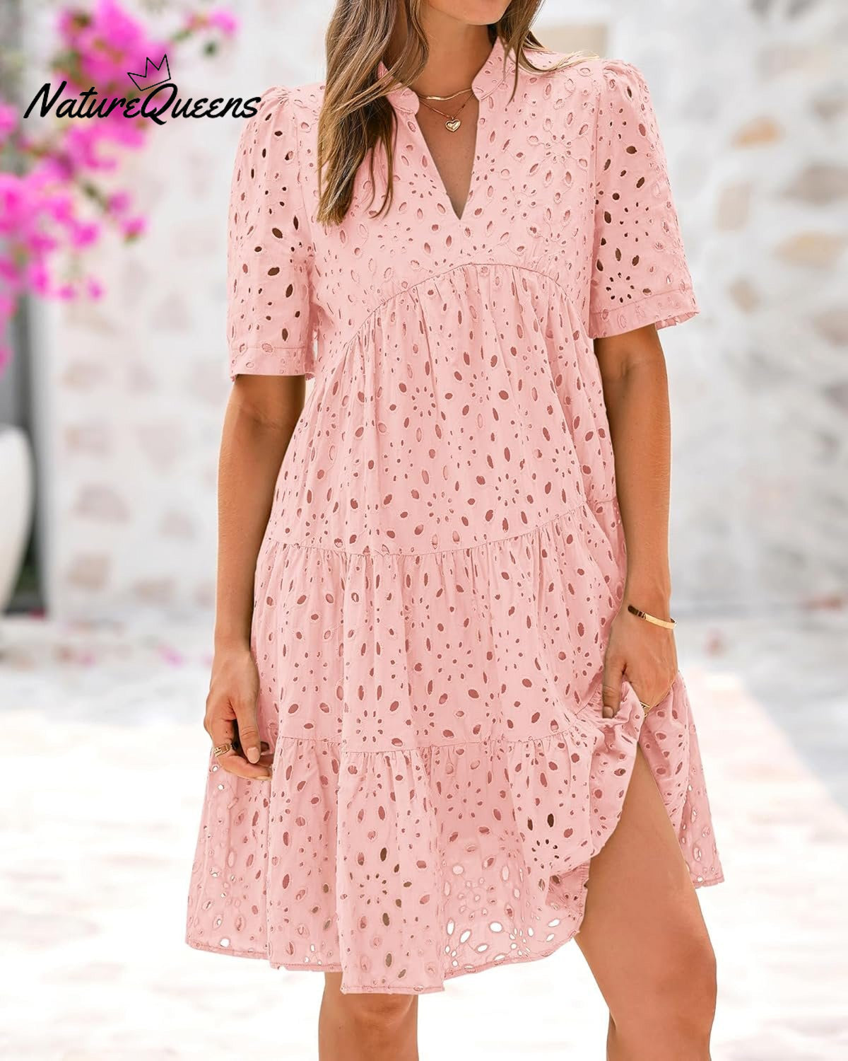 Elegant Hollow Out Lace Ruffle Casual Mini Dress