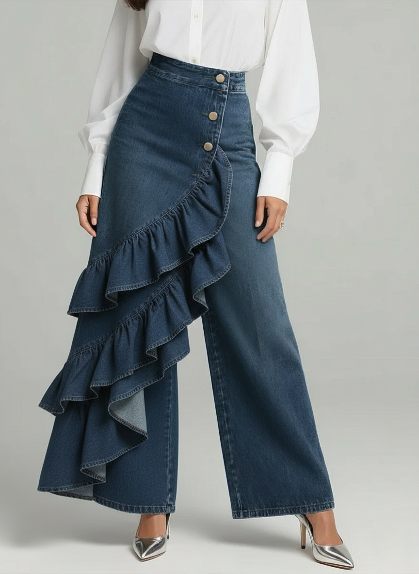 High-Waisted Relaxed Fit Wide-Leg Jeans with a Stylish Design