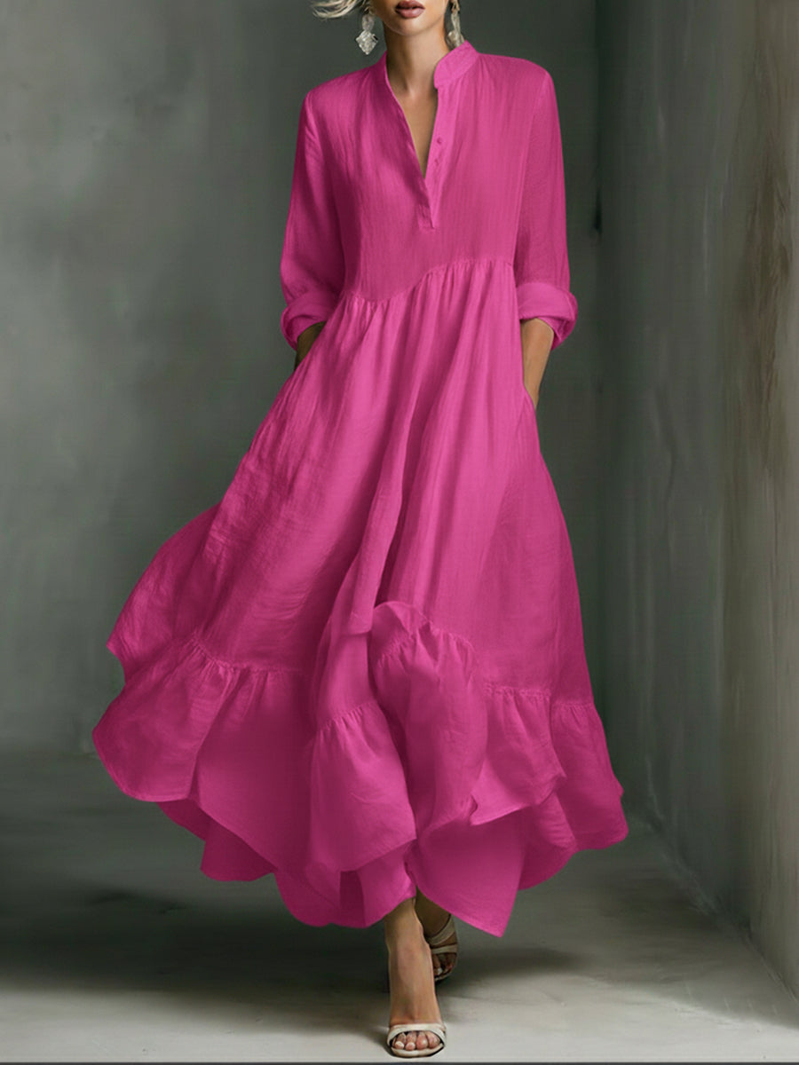 Elegant Printed Maxi Dress with Ruffle Details