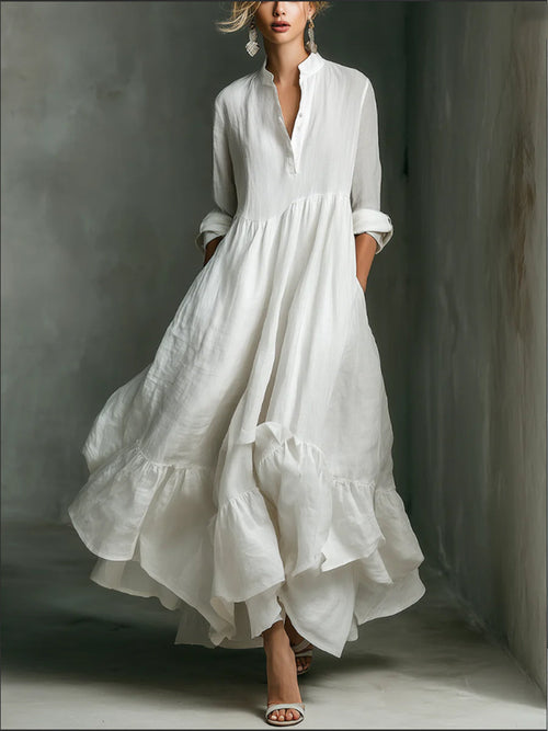 Elegant Printed Maxi Dress with Ruffle Details