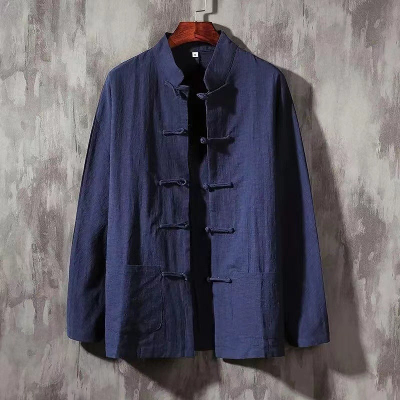 Men's Vintage Button Down Cotton Linen Comfy Jacket