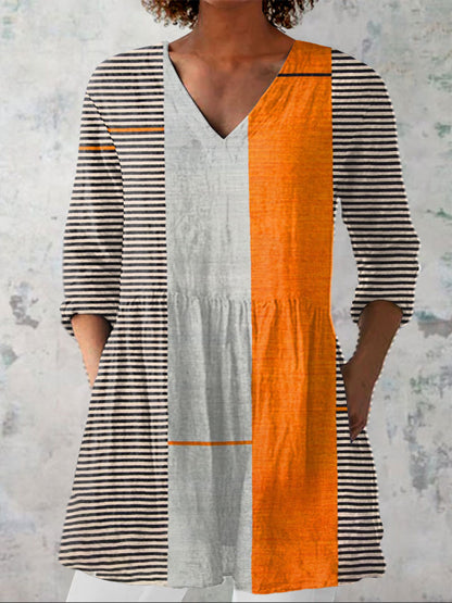 Vintage Boho Geometry Art Print Casual Dress