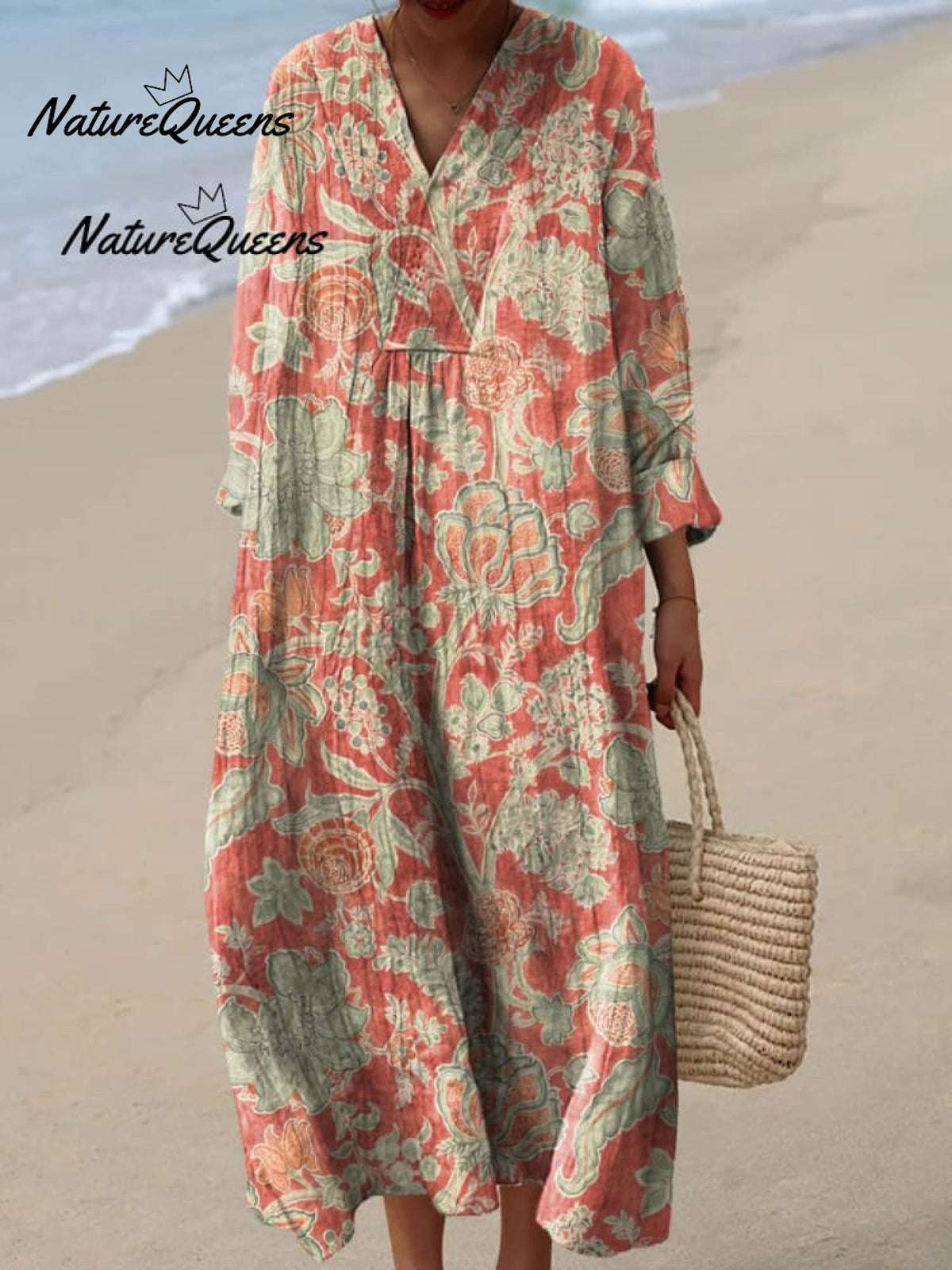Vintage Lovely Floral Art Printed Cotton and Linen Casual Pants