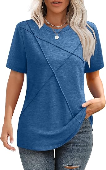 2026 Pleated Round Neck Short Sleeve