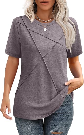 2026 Pleated Round Neck Short Sleeve