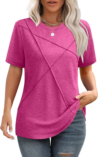 2026 Pleated Round Neck Short Sleeve