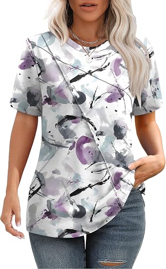 2026 Pleated Round Neck Short Sleeve