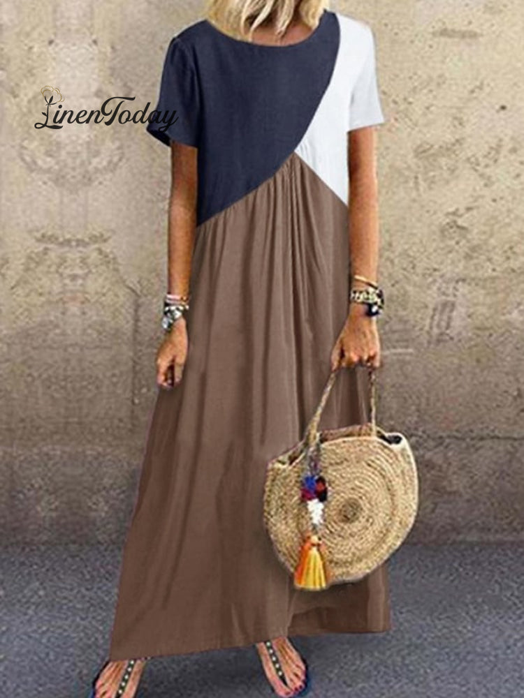 Casual Round Neck Short-Sleeve Dress