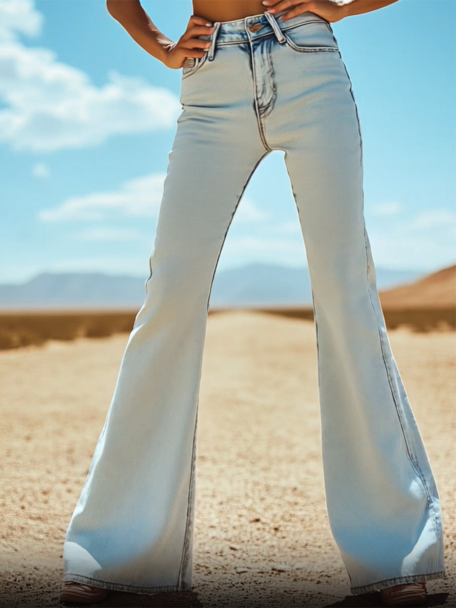 [24-Hour Shipping Out]vintage Back Pocket Star Embroidery Denim Flared Pants