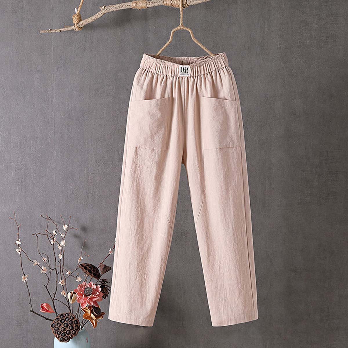Vintage Stylish Casual Cotton and Linen Loose Pants