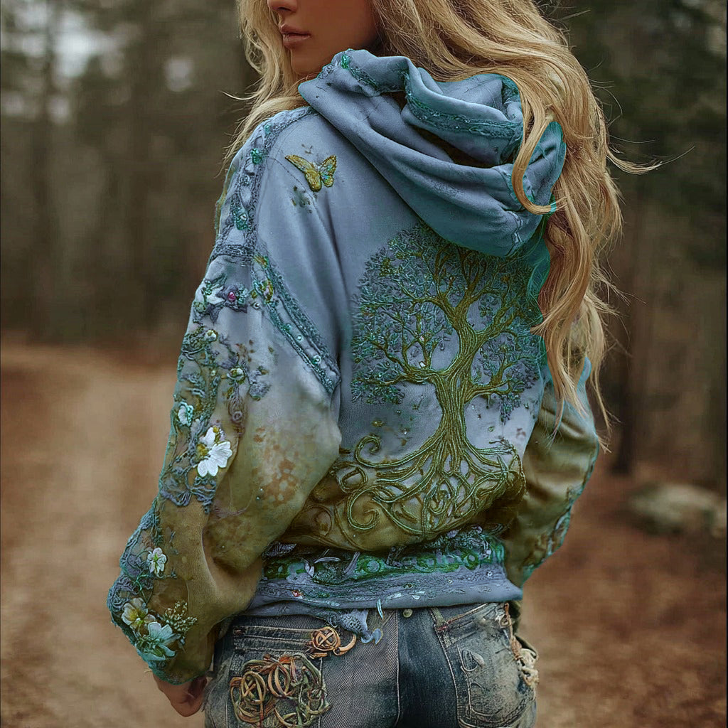 Vintage Viking Tree of Life Art Gradient Comfort Hoodie