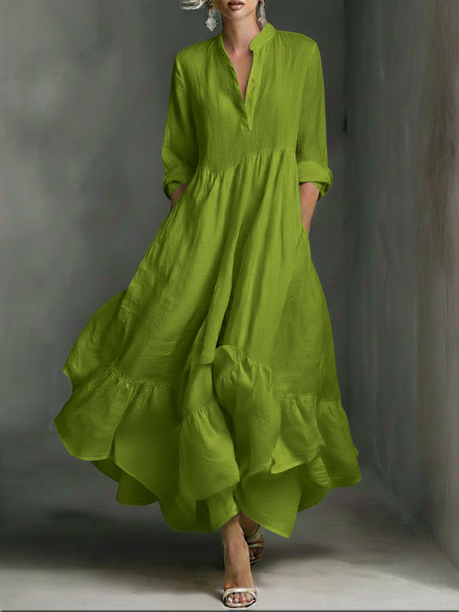 Elegant Printed Maxi Dress with Ruffle Details