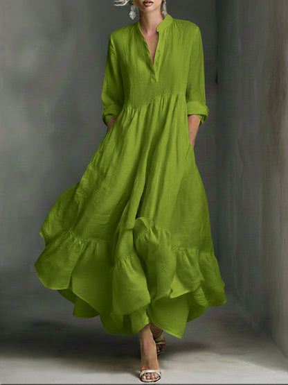 Elegant Printed Maxi Dress with Ruffle Details