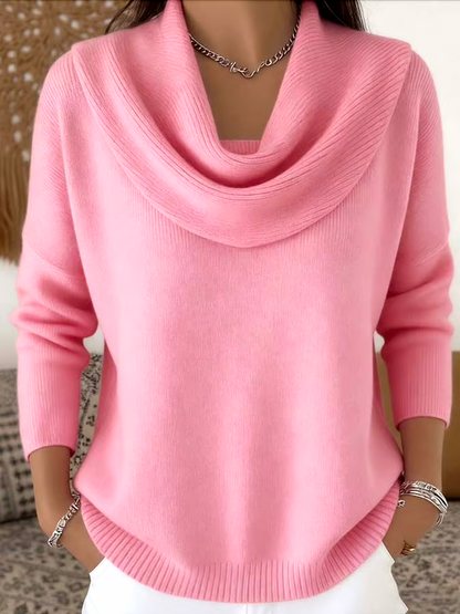 Soft and Elegant Solid Color Ruffled Collar Sweater Top