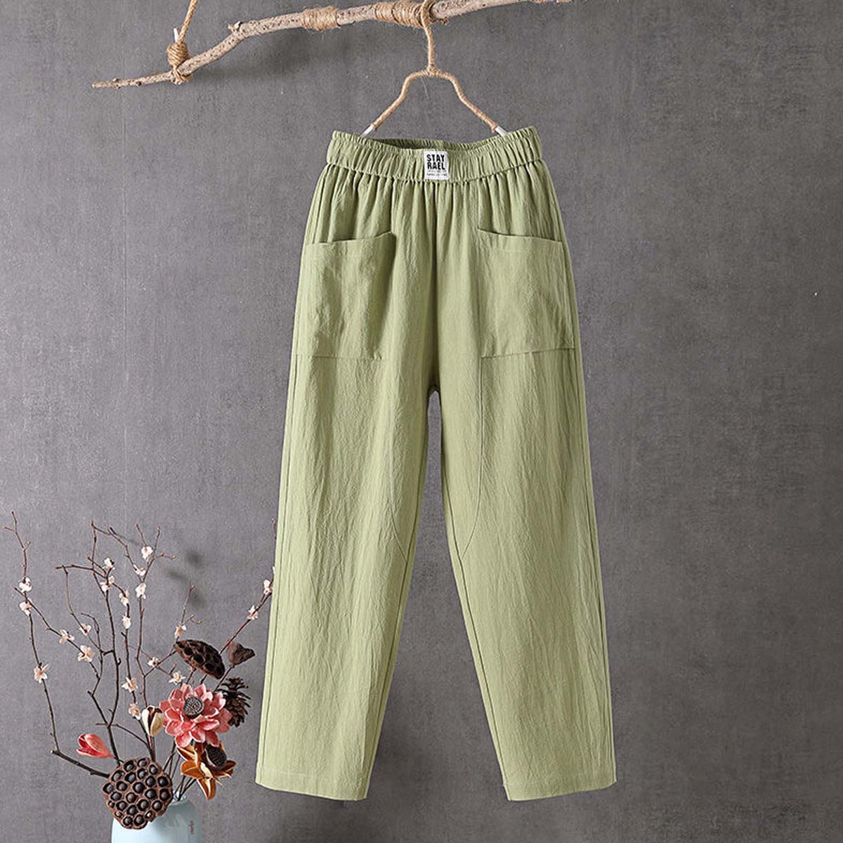 Vintage Stylish Casual Cotton and Linen Loose Pants