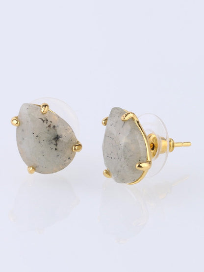 Bohemian Natural Crystal Stone Cut Water Drop Earrings