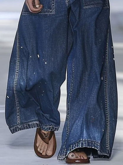 [24-Hour Shipping Out]casual Loose Graffiti Multi-Pocket Jeans