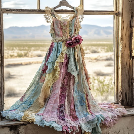 Windowsill Summer Romantic Lace Ruffle Dress 4245