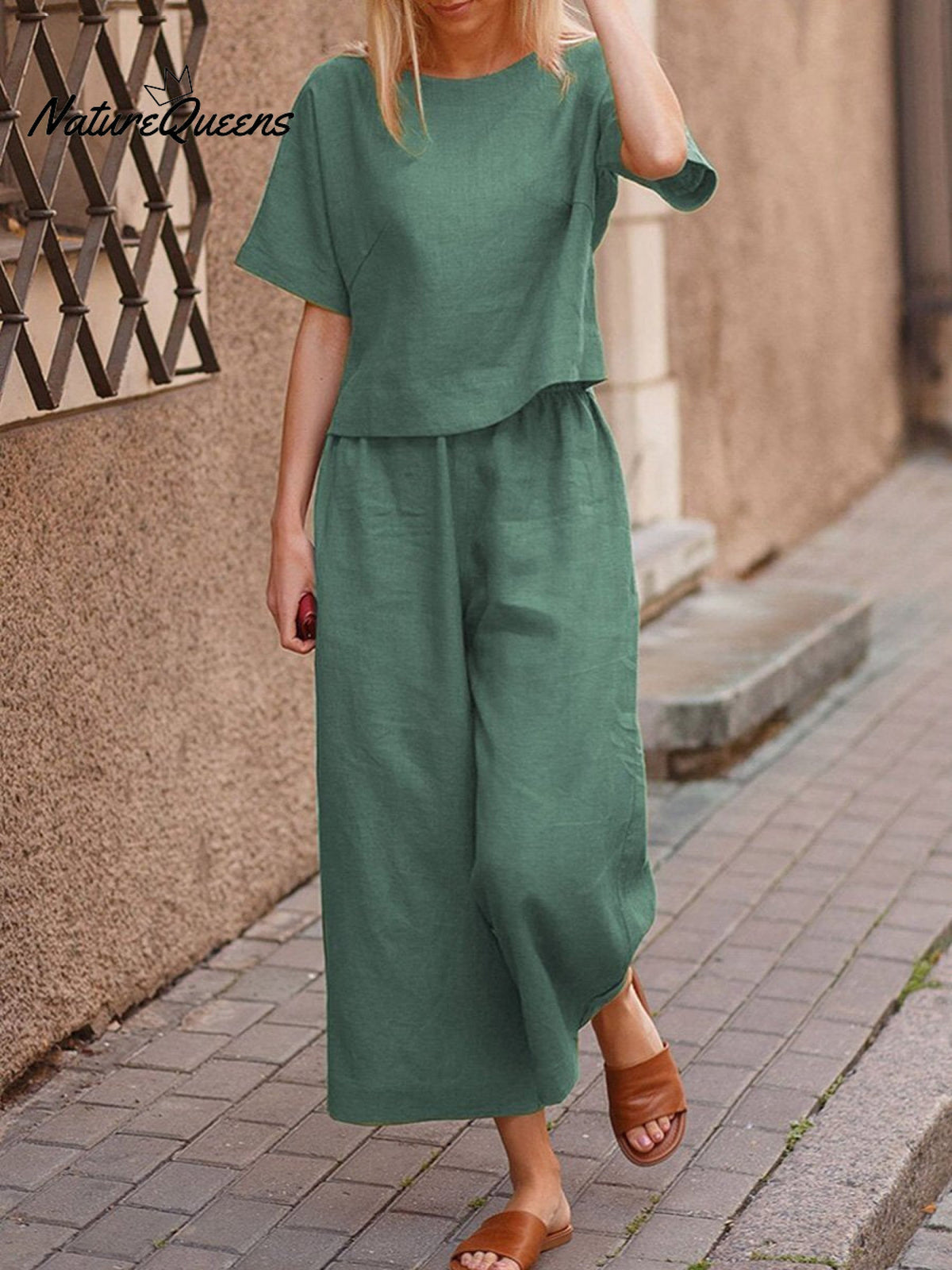 Solid Color Short-Sleeve Suit
