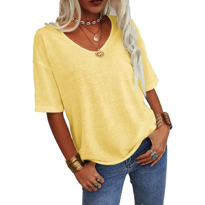 Solid Color V-Neck T-Shirt