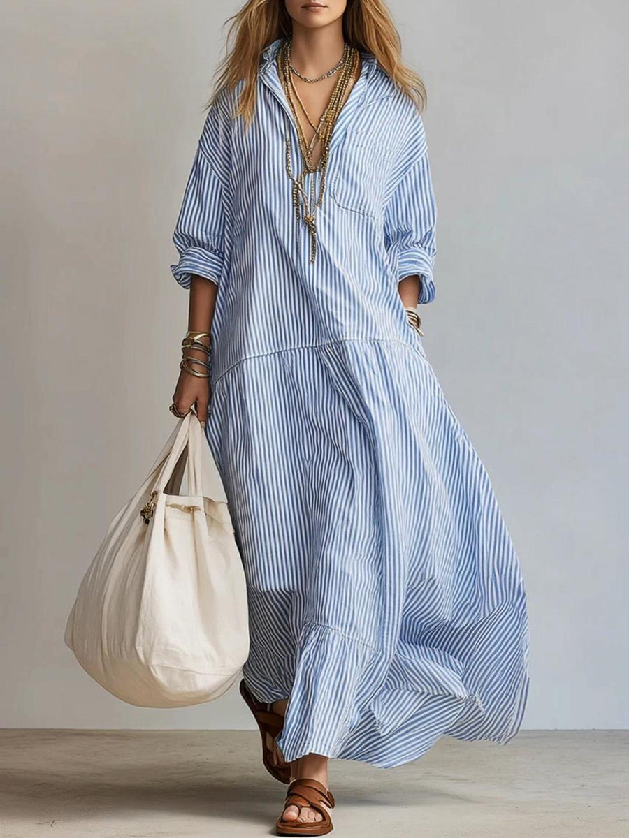 Casual Striped Loose-Fitting Dress