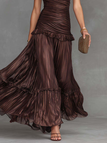 Bohemian Vintage Striped Halter-Neck Maxi Dress
