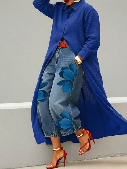 Casual Linen and Cotton Shirt Dress