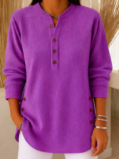 Solid Color Crew Neck Long-Sleeve Casual Loose Knit Pullover