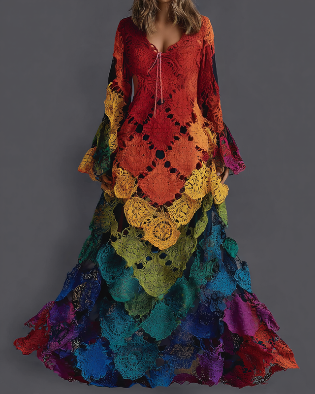 Vibrant Summer Rainbow-Colored Dress 7994