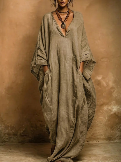 Bohemian Linen and Cotton Kaftan Robe