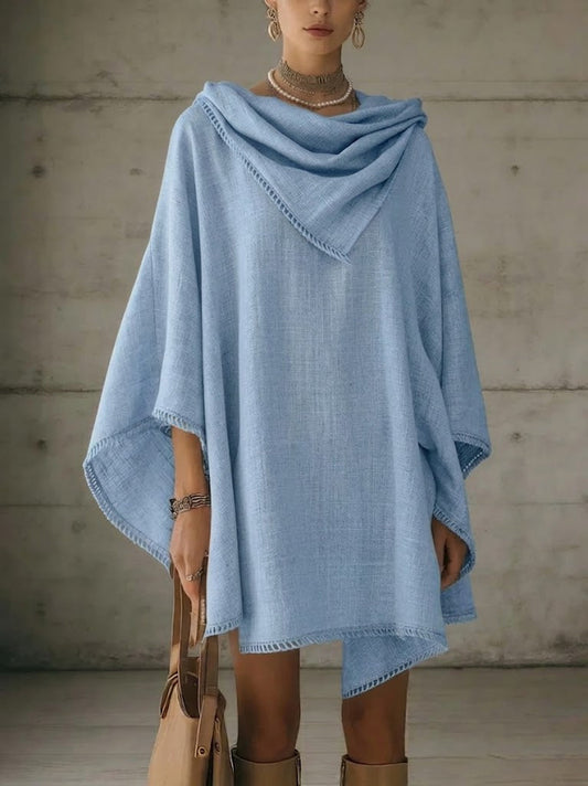 Loose-Fit Casual Linen and Cotton Top with Spliced Cutouts and Webbing Trim