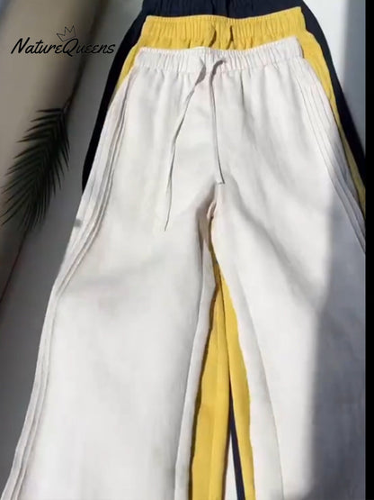 Women'stencel and Linen Wide-Leg Casual Pants