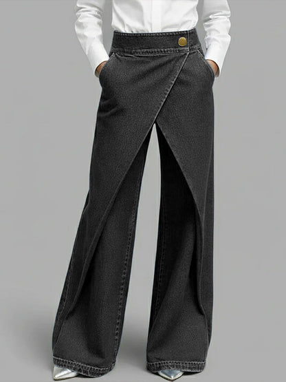 High‐waisted Relaxed Wide‐leg Denim Jeans with Everyday Comfort