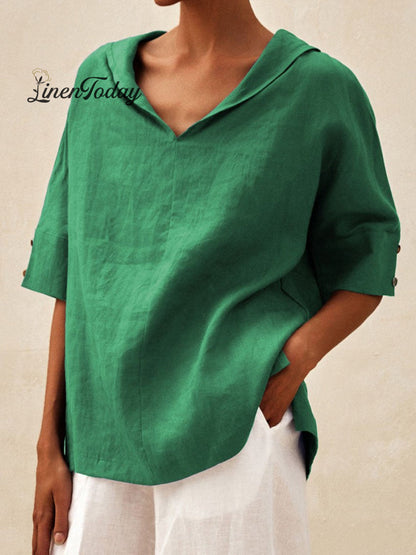 Casual Linen V-Neck Shirt