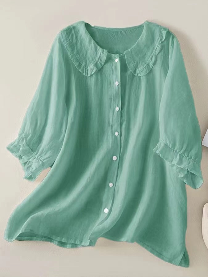 Peter Pan Collar Cotton Shirt