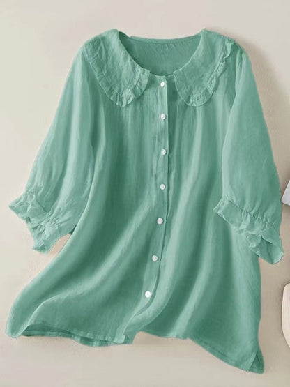 Peter Pan Collar Cotton Shirt