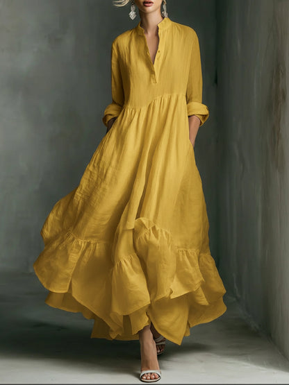 Elegant Printed Maxi Dress with Ruffle Details