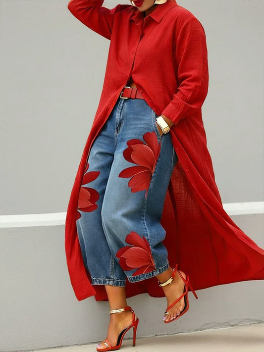 Casual Linen and Cotton Shirt Dress